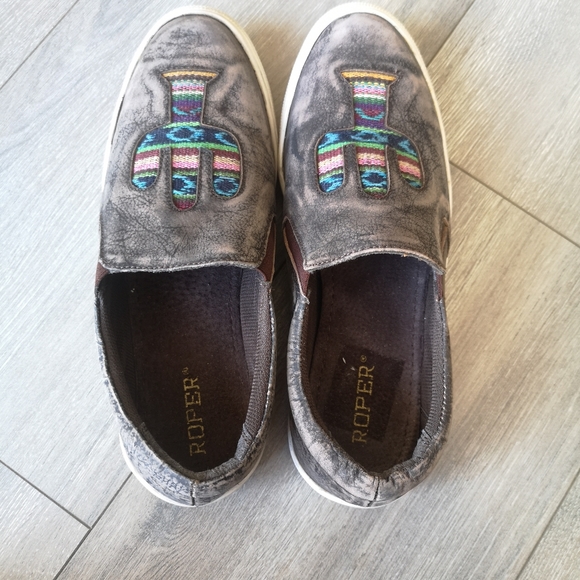 Roper Southwestern Cowboy Cowgirl Cactus Western Slip On athletic sneakers Shoes - Picture 4 of 10